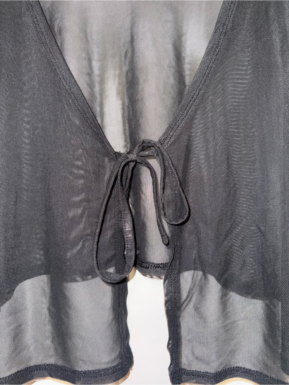 wild fable Black Sheer Cropped Tie-Front Coverup - Picture 3 of 4
